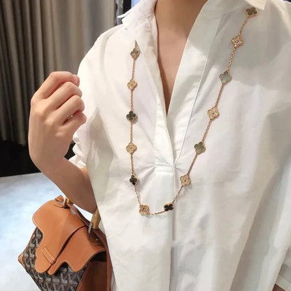 [NOVO]クローバー 20モチーフ ダークモップ ダイヤモンドネックレス