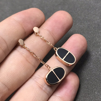 [GALE]CHAINE VERSO BLACK CERAMIC SILVER EARRINGS