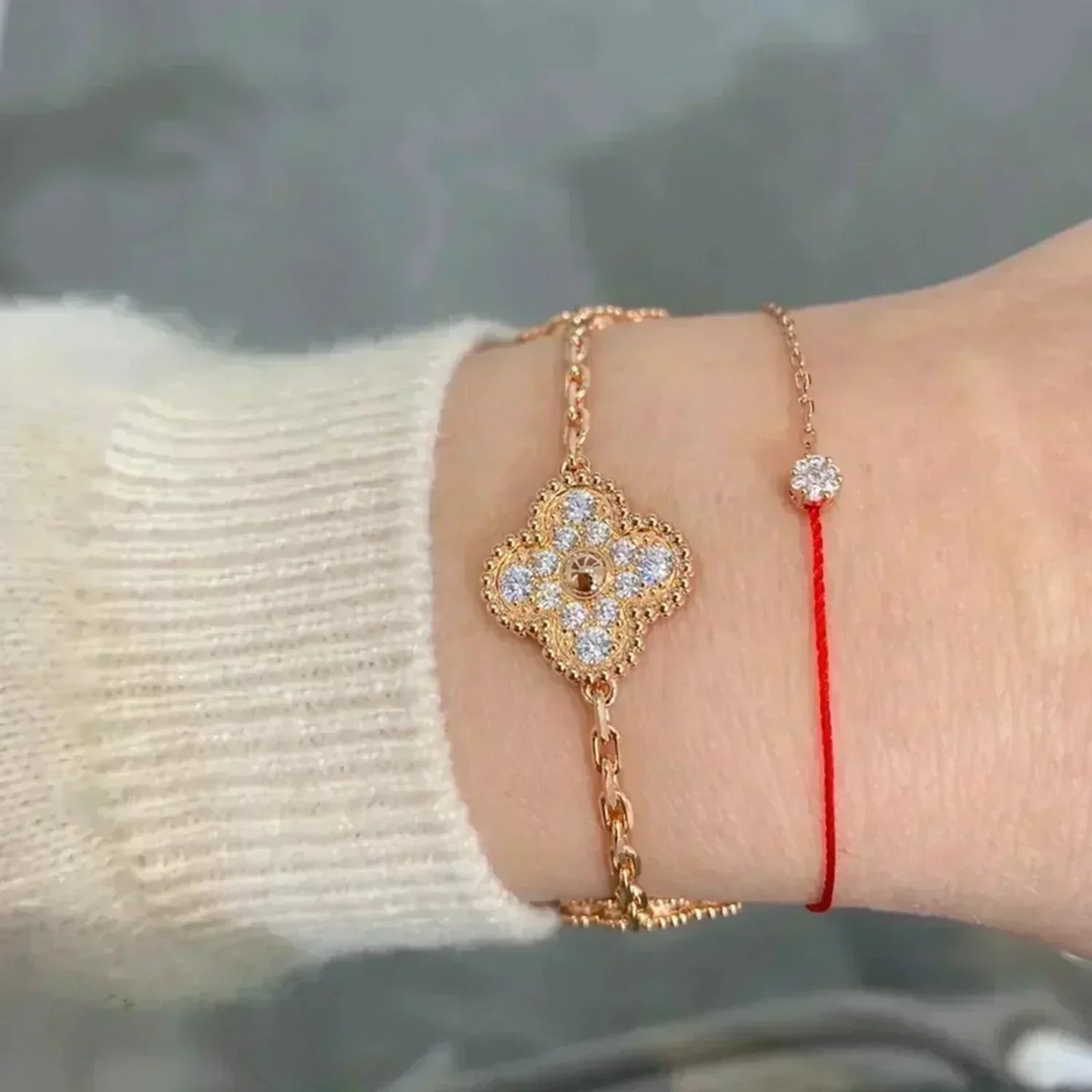 [GALE]CLOVER 5 MOTIFS  FULL DIAMOND BRACELET
