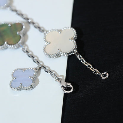 [GALE]CLOVER BRACELET 5 MOTIFS MOP CHALCEDONY SILVER