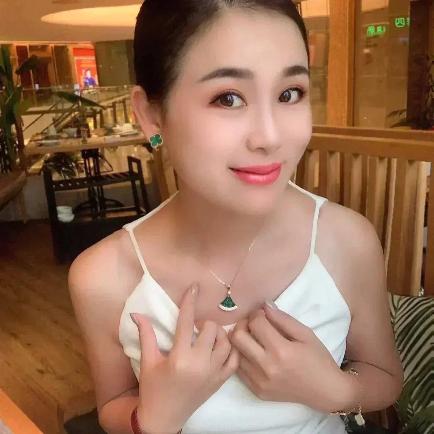 [GALE]CLOVER MEDIUM 1 MOTIFS MALACHITE  EARRINGS