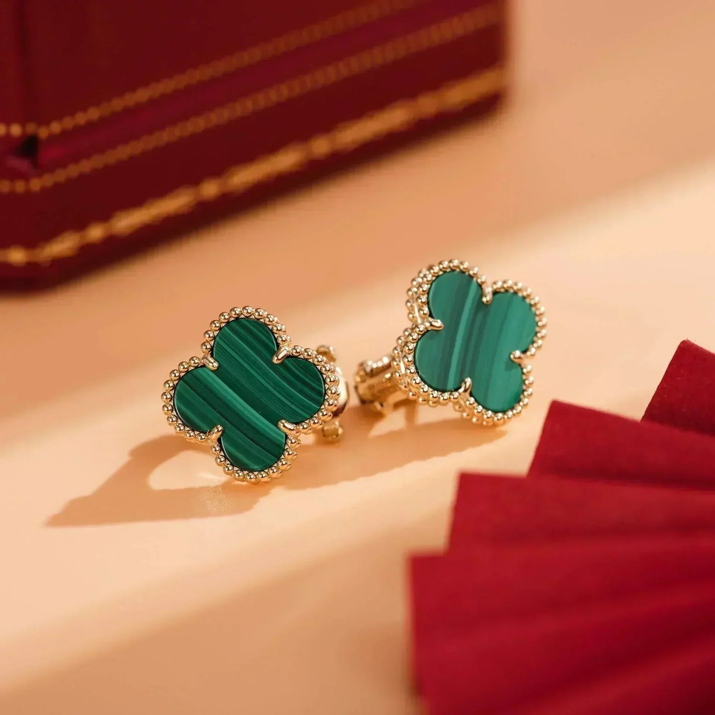 [GALE]CLOVER MEDIUM 1 MOTIFS MALACHITE  EARRINGS