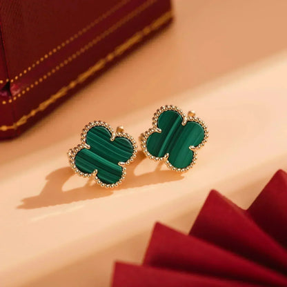 [GALE]CLOVER MEDIUM 1 MOTIFS MALACHITE  EARRINGS