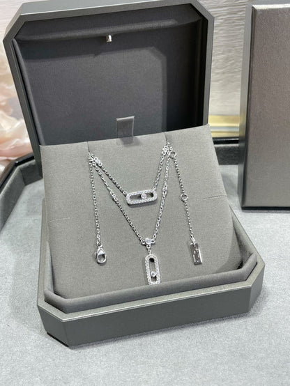 [GALE]MOVE 2 ROW DIAMOND NECKLACE