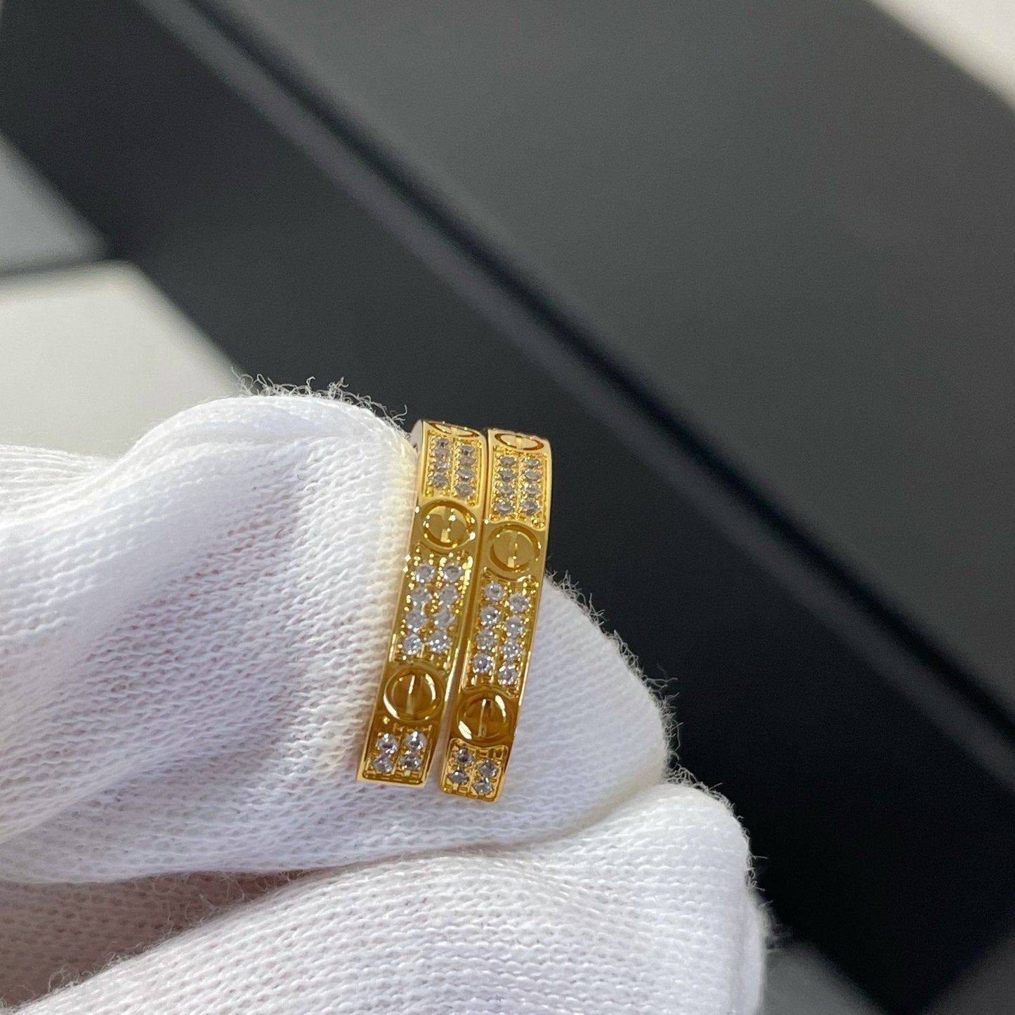 [NOVO]ラブ ダイヤモンド ゴールド フープ イヤリング