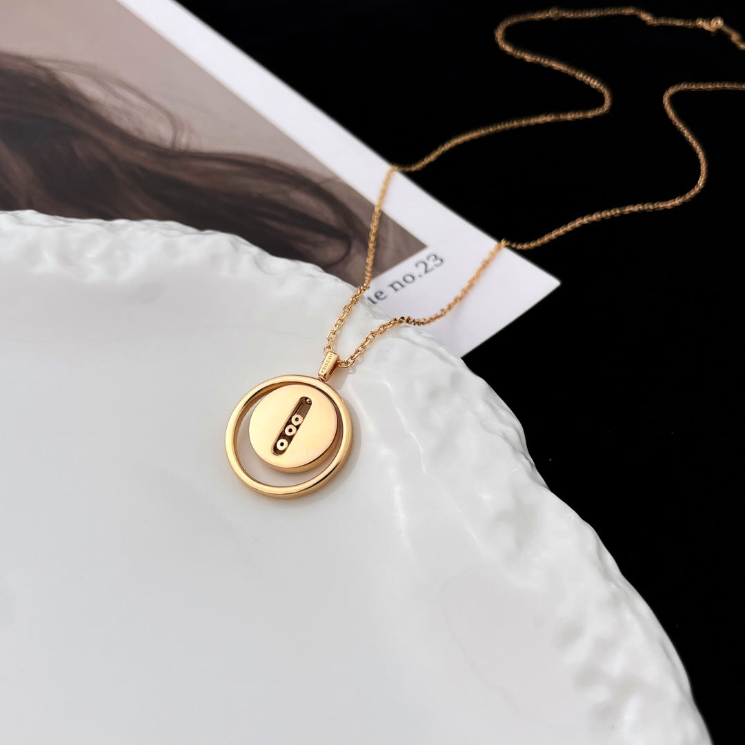 [GALE]LUCKY MOVE MOP PINK GOLD NECKLACE