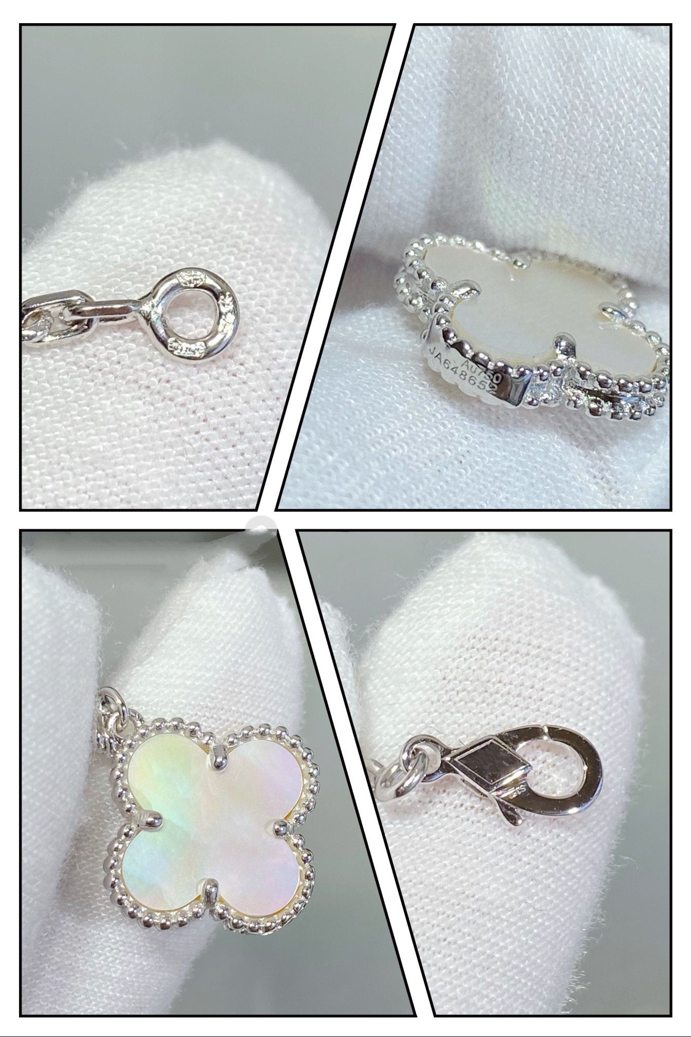 [GALE]CLOVER 5 MOTIF WHITE MOP SILVER BRACELET