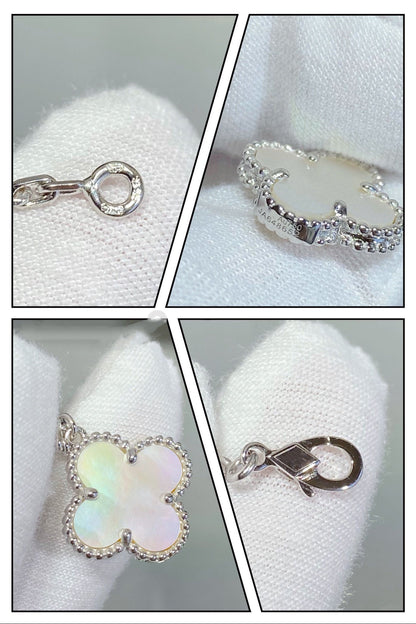 [GALE]CLOVER 5 MOTIF WHITE MOP SILVER BRACELET