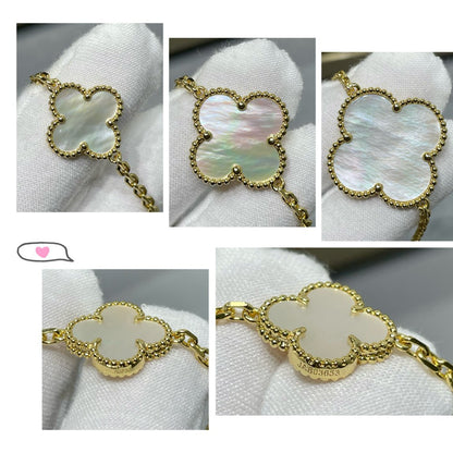 [GALE]CLOVER 16 MOTIF WHITE MOP GOLD NECKLACE