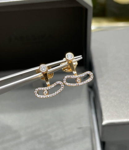 [GALE]MOVE UNO PINK GOLD DIAMOND EARRINGS