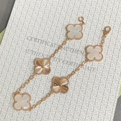 [GALE]CLOVER BRACELET 5 MOTIF WHITE MOP PINK GOLD