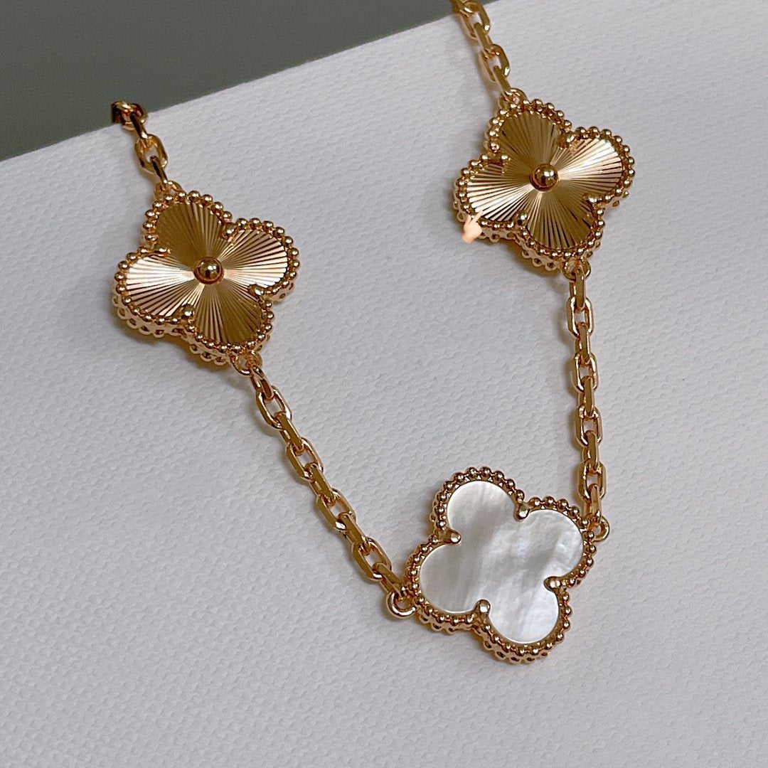 [GALE]CLOVER BRACELET 5 MOTIF WHITE MOP PINK GOLD