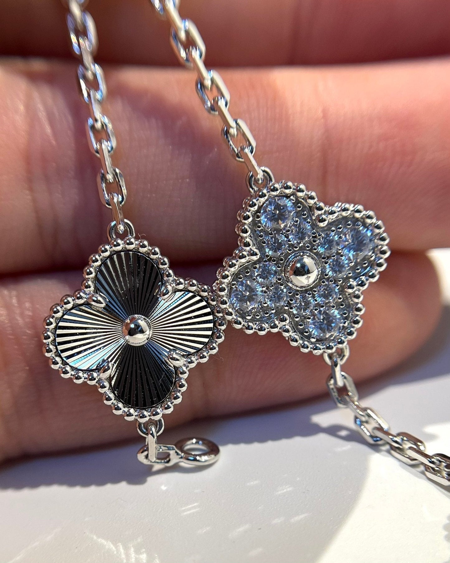 [GALE]CLOVER 5 MOTIF SILVER DIAMOND BRACELET