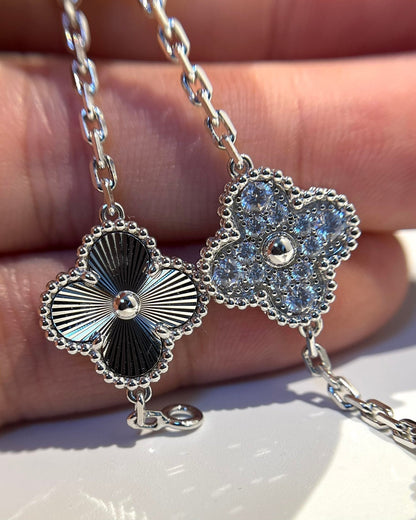 [GALE]CLOVER 5 MOTIF SILVER DIAMOND BRACELET
