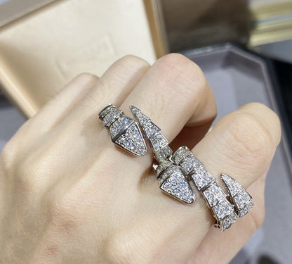 [GALE]SERPENTI LARGE RING SILVER DIAMOND PAVED