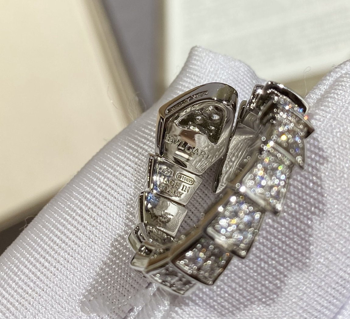 [GALE]SERPENTI LARGE RING SILVER DIAMOND PAVED