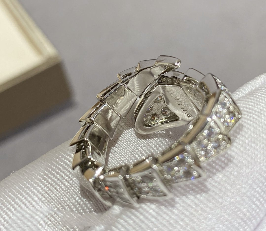 [GALE]SERPENTI LARGE RING SILVER DIAMOND PAVED