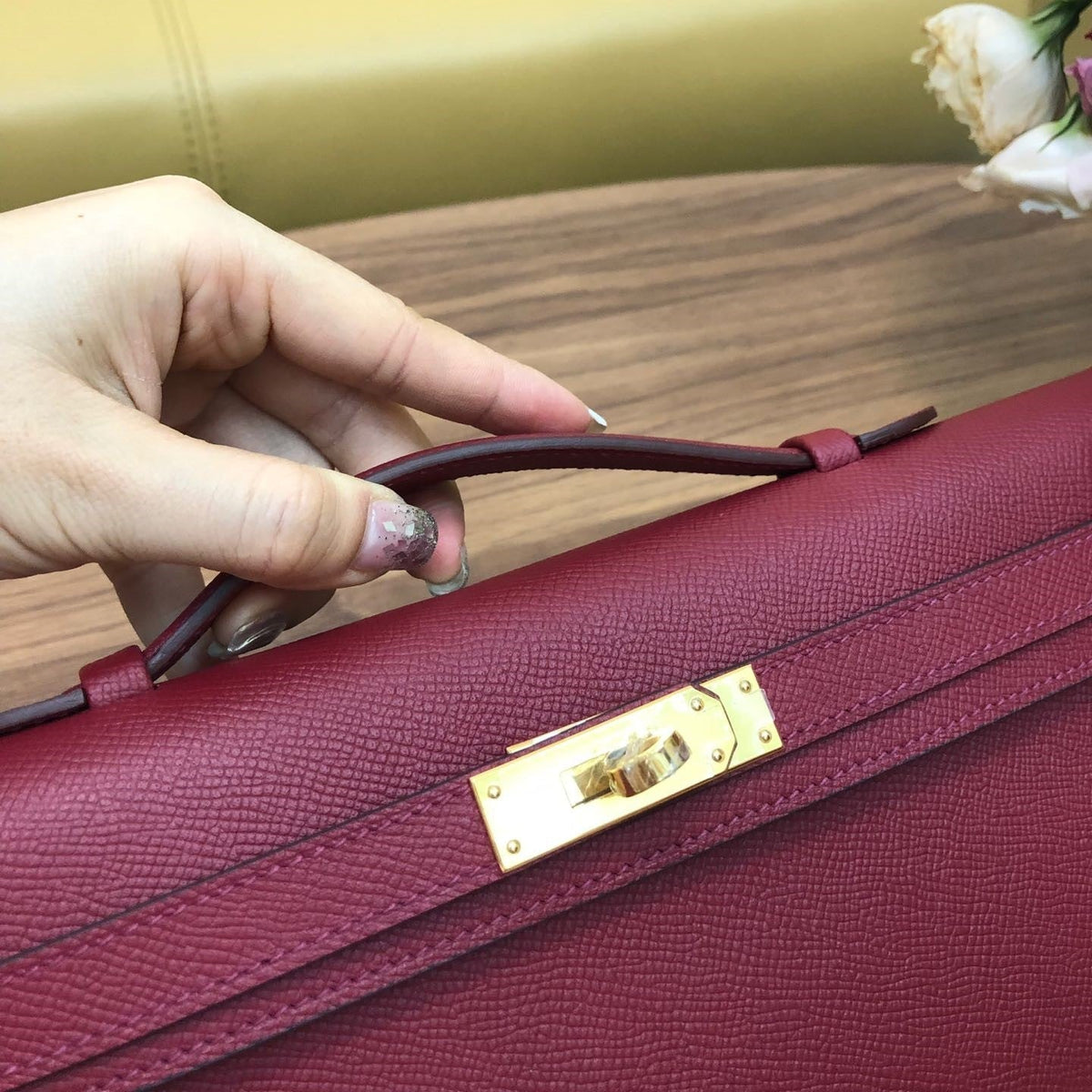 HM Kelly Cut 31cm Brick Swift Leather Ghw