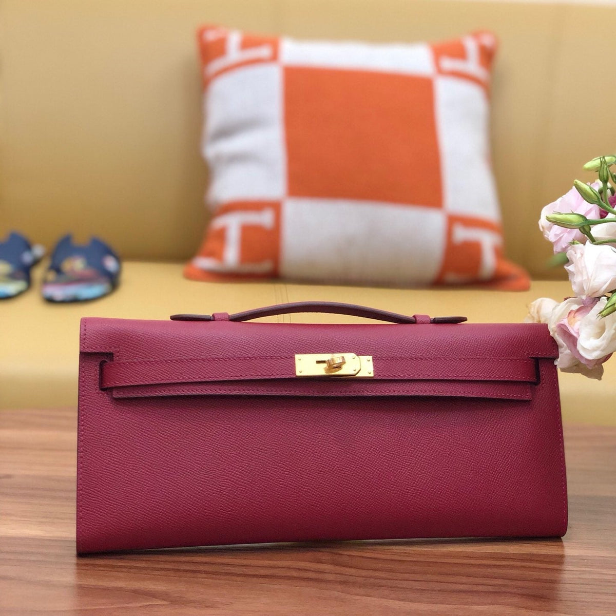 HM Kelly Cut 31cm Brick Swift Leather Ghw