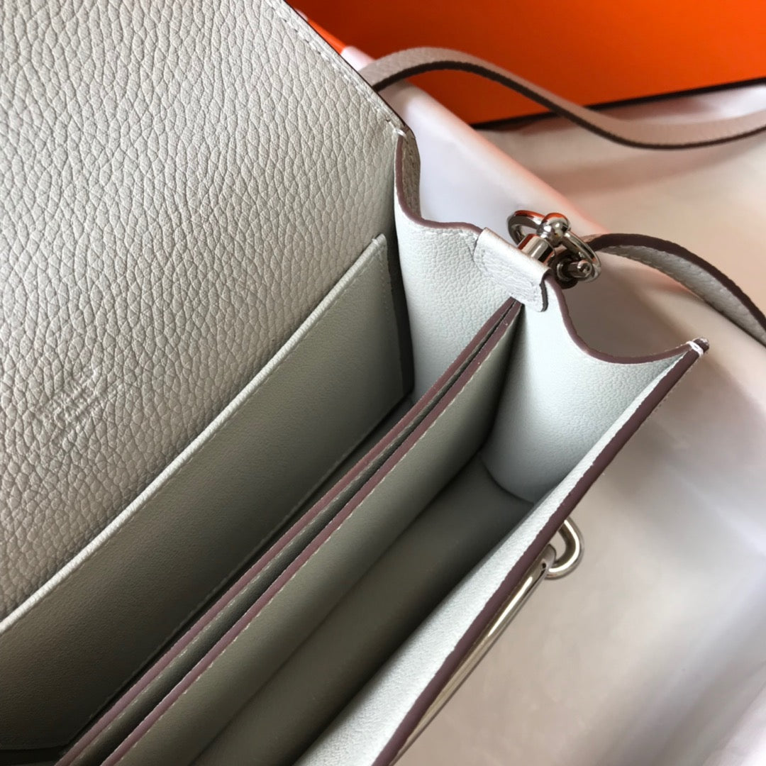 HM SAC ROULIS 18 WHITE TOGO LEATHER