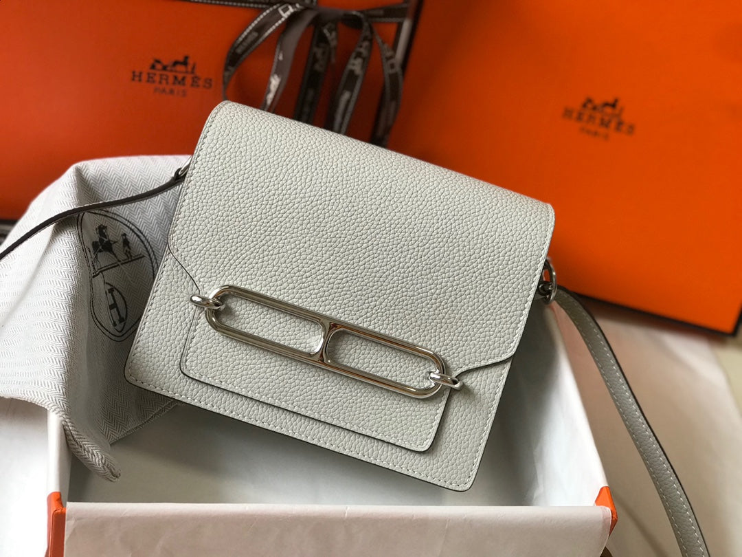 HM SAC ROULIS 18 WHITE TOGO LEATHER