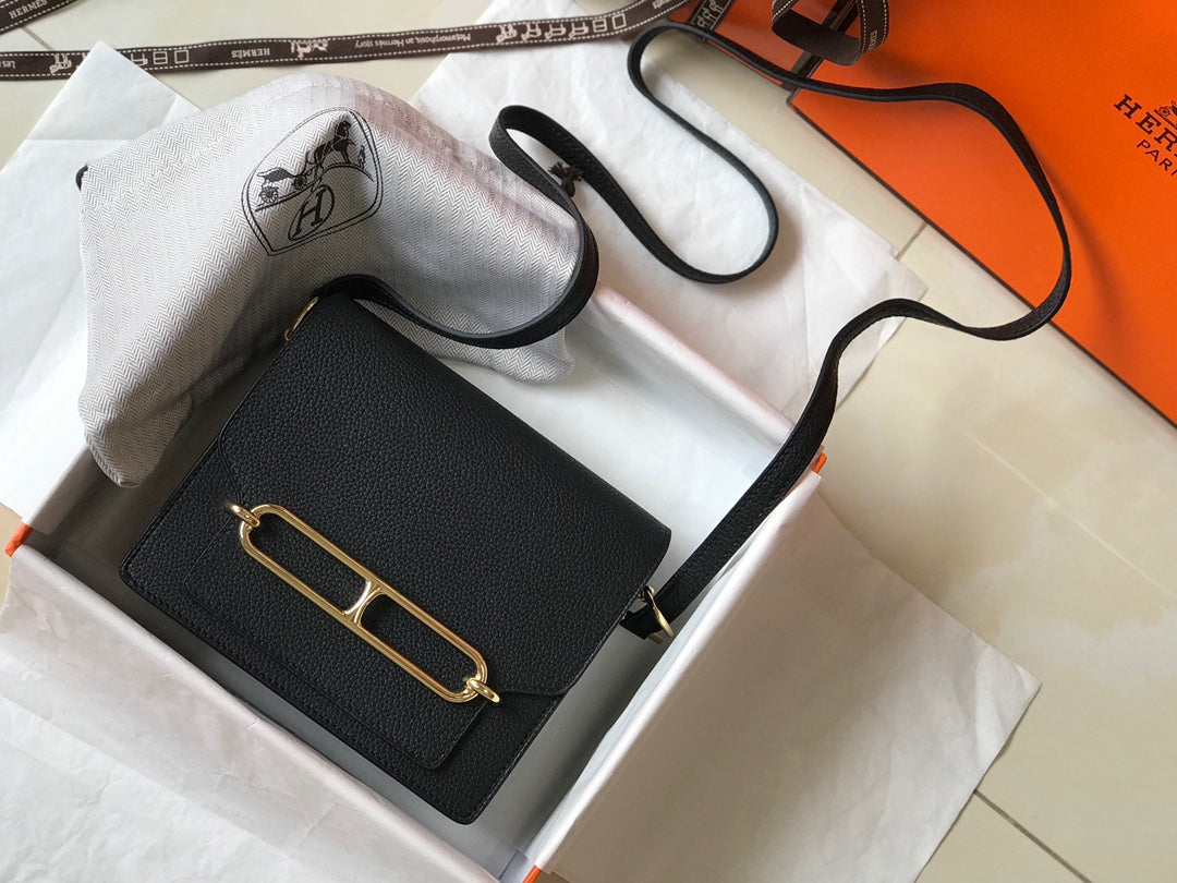HM SAC ROULIS 19 BLACK TOGO LEATHER