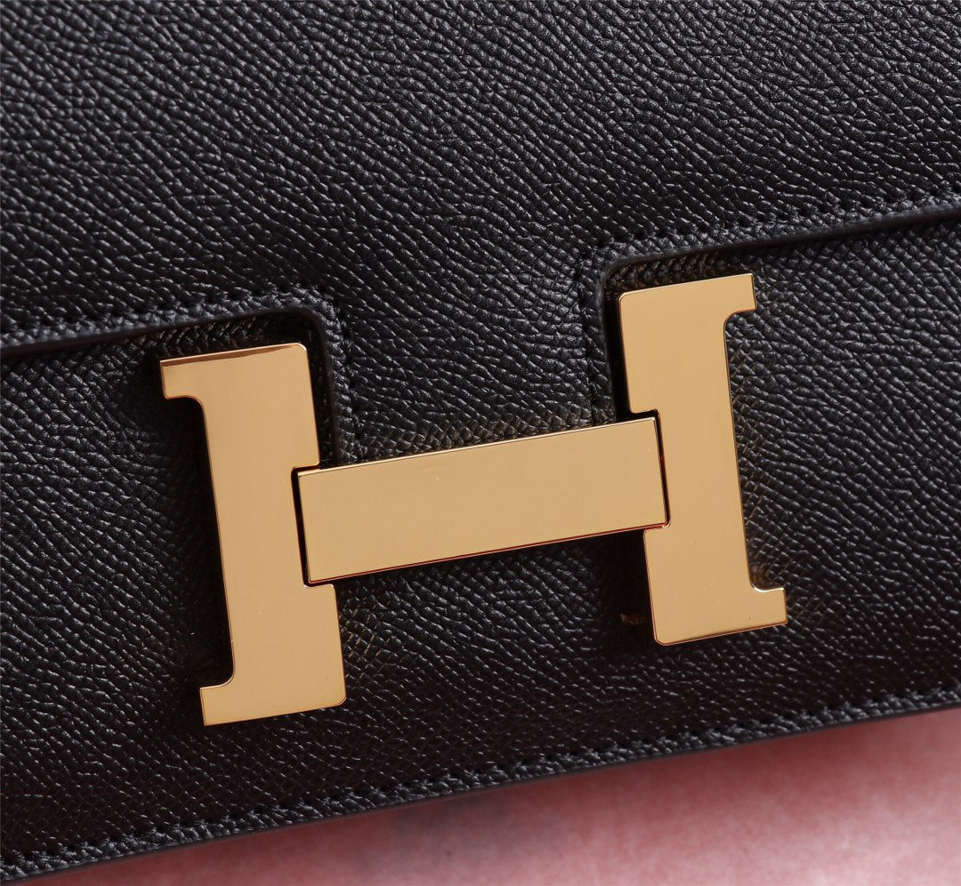HM CONSTANCE BAGS 22 BLACK EPSOM GOLD HARDWARE