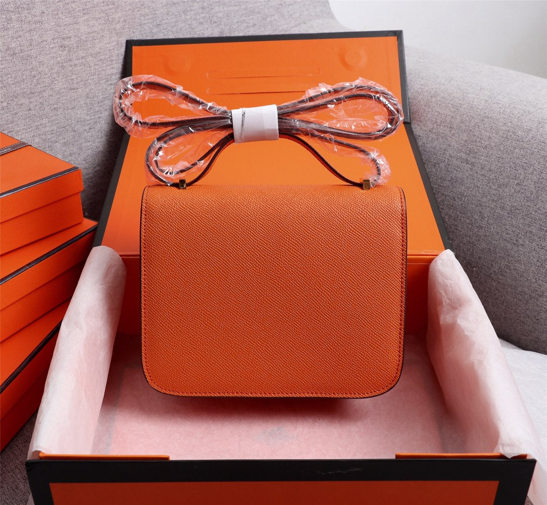 HM CONSTANCE BAGS 19 ORANGE EPSOM GOLD HARDWARE