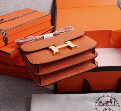 HM CONSTANCE BAGS 22 ORANGE EPSOM GOLD HARDWARE