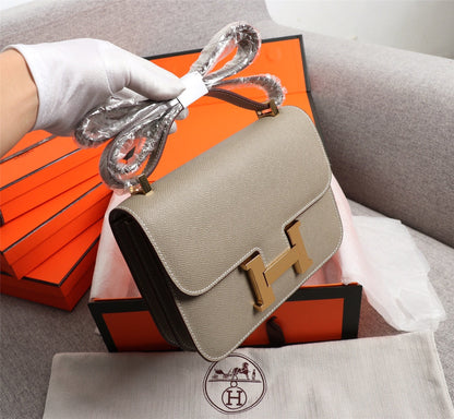 HM CONSTANCE BAGS 19 KHAKI EPSOM GOLD HARDWARE