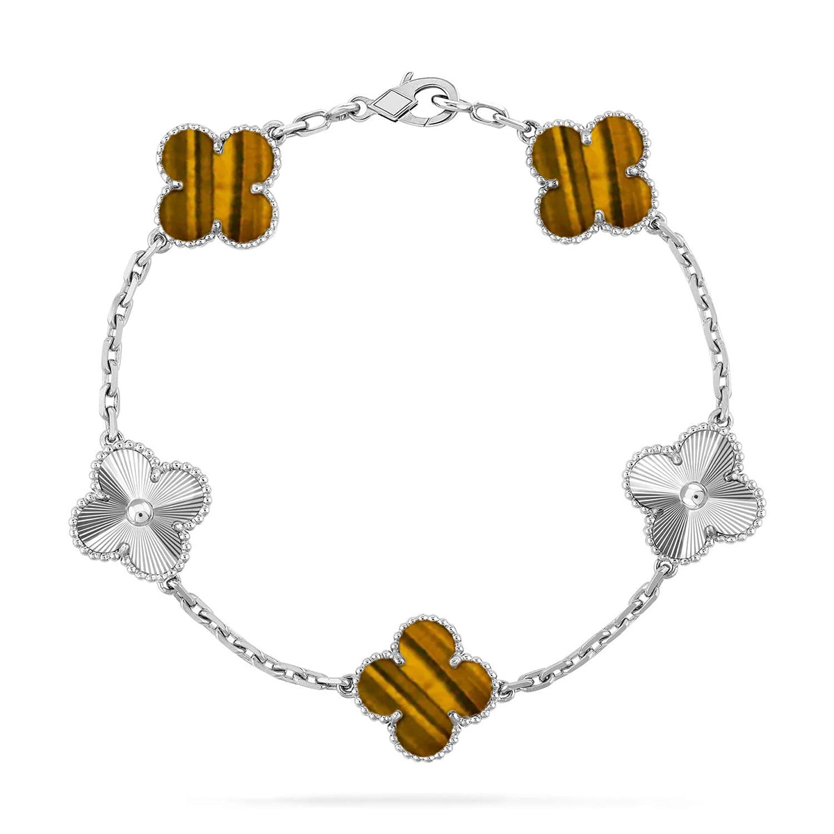 [GALE] CLOVER 5 MOTIFS TIGER EYE BRACELET COLLECTION