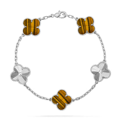 [GALE] CLOVER 5 MOTIFS TIGER EYE BRACELET COLLECTION