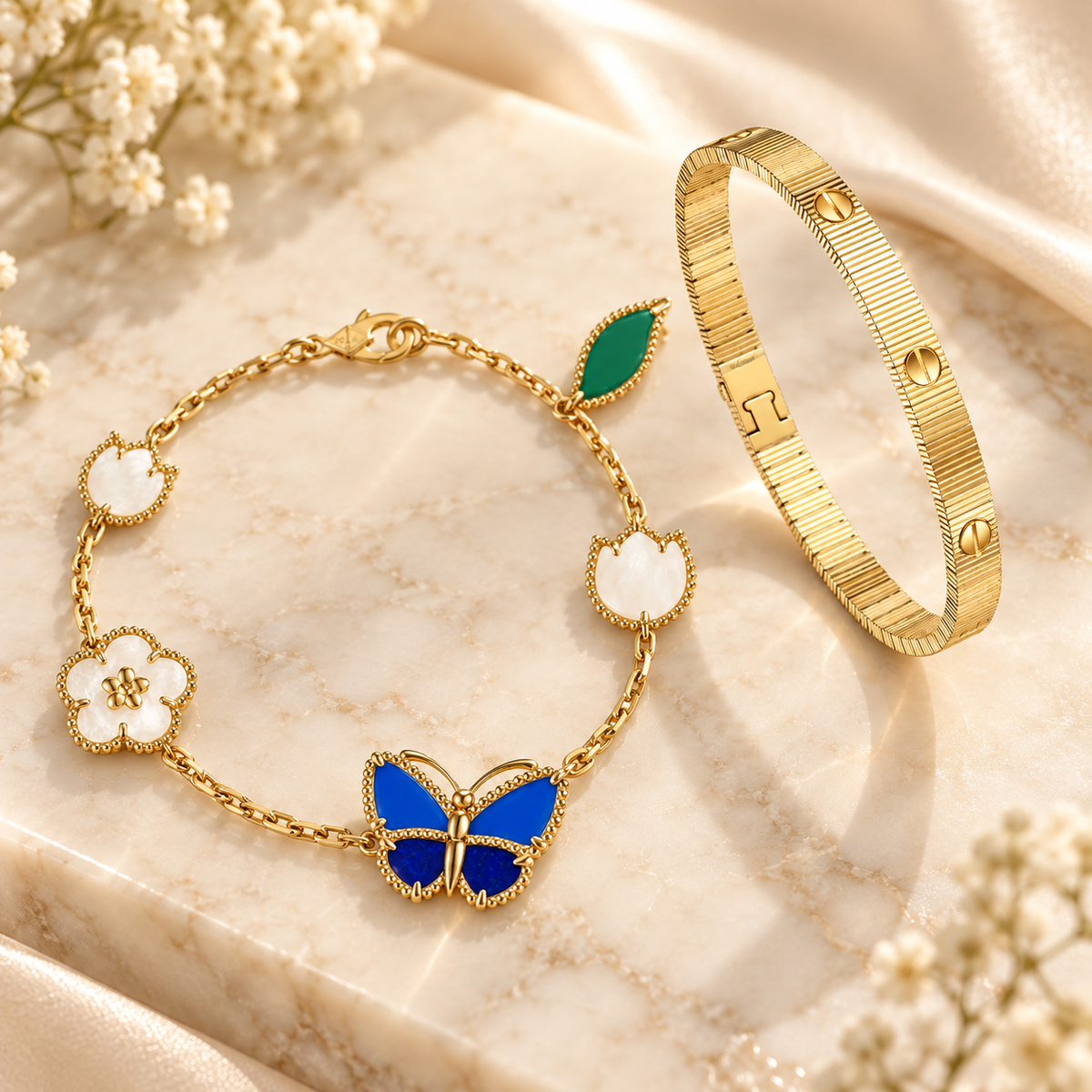 [GALE] Lucky Spring Butterfly 5-Motif & LOVE Unlimited Bracelet Stack Set