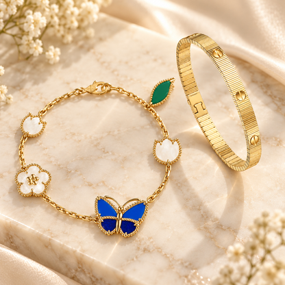[GALE] Lucky Spring Butterfly 5-Motif & LOVE Unlimited Bracelet Stack Set