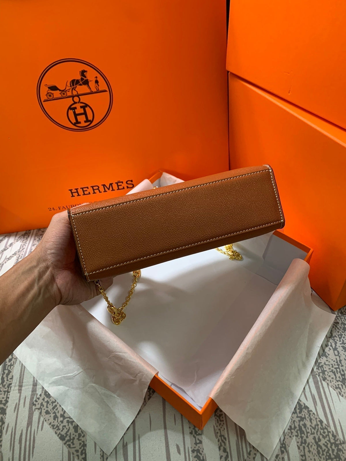 HM KELLY MINI POCHETTE 22 CIDER EPSOM