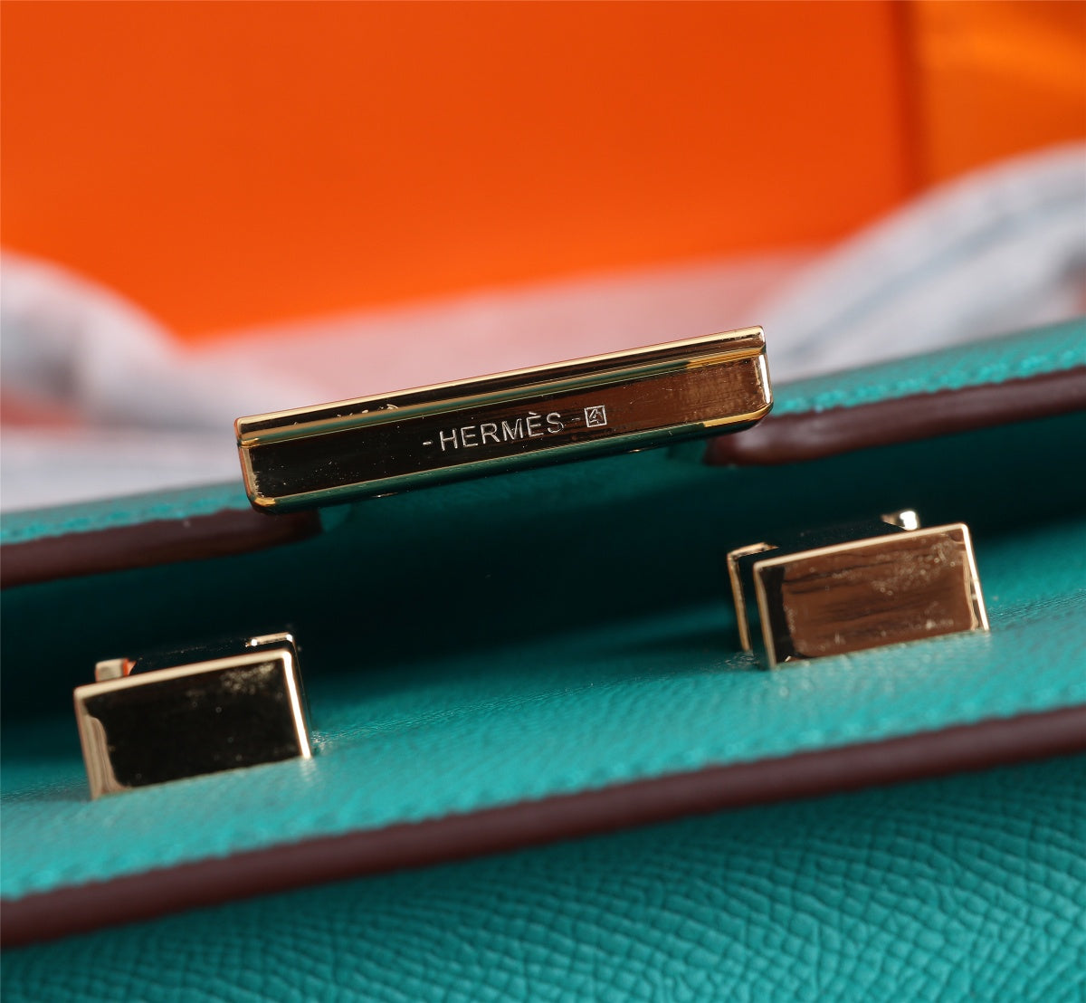 HM CONSTANCE BAG 19 TURQUOISE EPSOM GOLD HARDWARE
