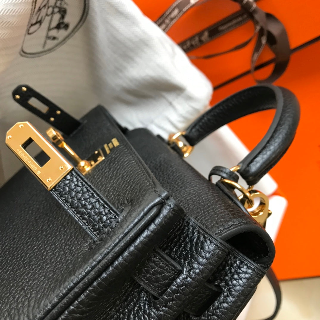 HM Mini Kelly 20cm Black Togo Leather Gold Hardware