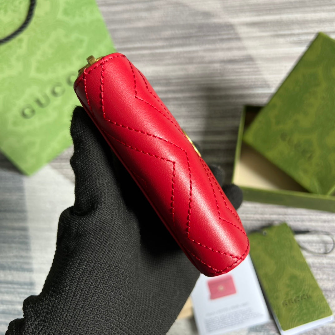 GG MARMONT MINI 11 WALLET CHERRY RED CALFSKIN