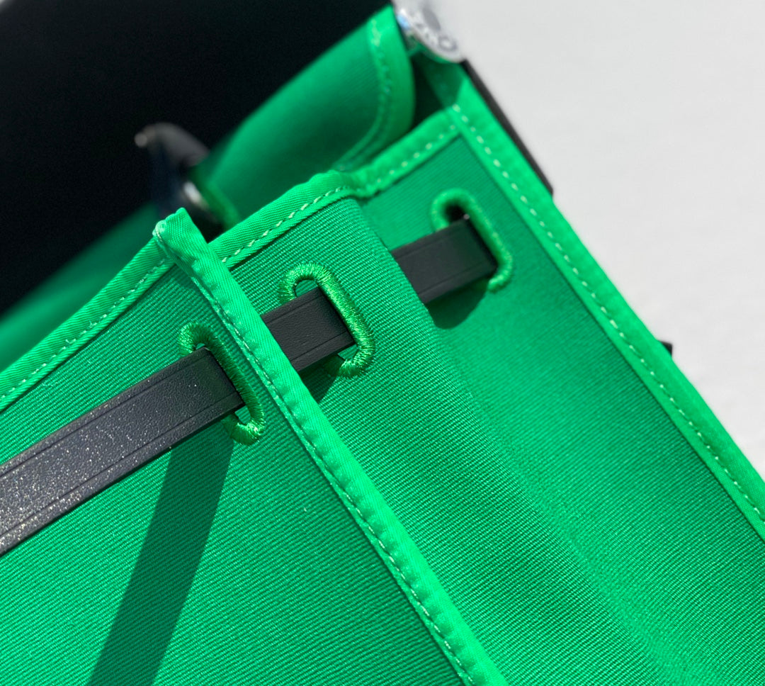 Herbag 31 Toile Green Canvas Black Cowhide Leather