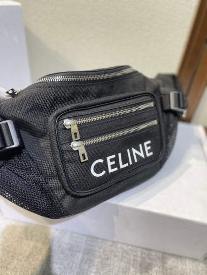 TREKKING BELT BAG 43 IN BLACK NYLON WITH CELINE PRINT