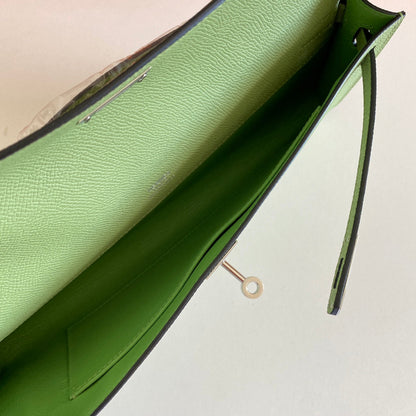HM Kelly Cut 31 Olive Green Epsom Leather Silver Hardware 229044