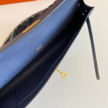 HM Kelly Cut 31 Night Blue Epsom Leather Gold Hardware 229049