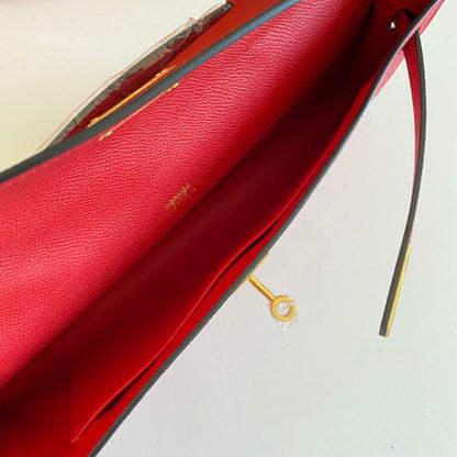 HM Kelly Cut 31 Red Epsom Leather Gold Hardware 229051