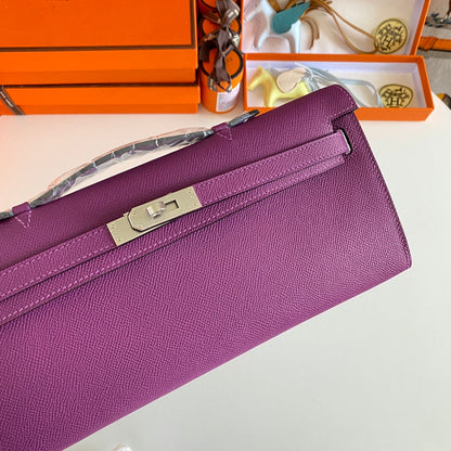 HM Kelly Cut 31 Violet Epsom Leather Silver Hardware 229036