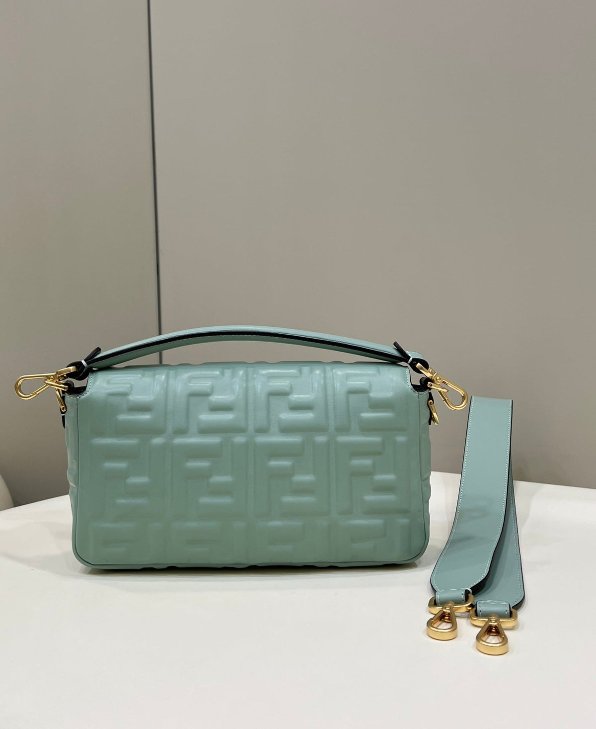 Baguette 27cm Powder Blue Lambskin Gold Hardware
