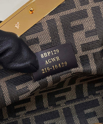 FENDI FIRST SMALL 26 BLACK LEATHER BAG WITH EXOTIC DETAILS