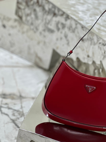 CLEO 27 DARK RED BRUSHED LEATHER SHOULDER BAG