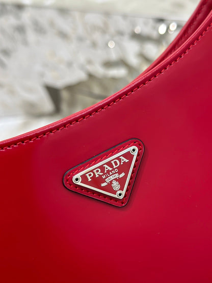 CLEO 27 DARK RED BRUSHED LEATHER SHOULDER BAG