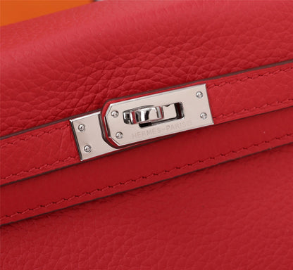 HM KELLY BAG 25 RED TOGO SILVER HARDWARE