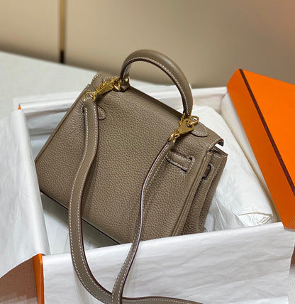 HM Mini Kelly 20cm Elephant Gray Togo Leather Gold Hardware